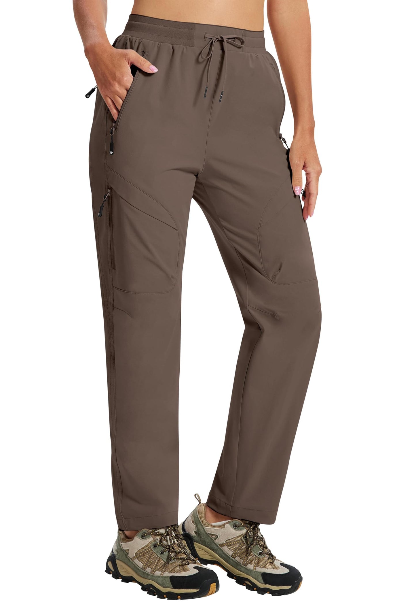 AIRIKE Hiking Pants for Women Joggers Lightweight Quick Dry Cargo Running Sweatpants Athletic Casual Travel Pant Light Brown M