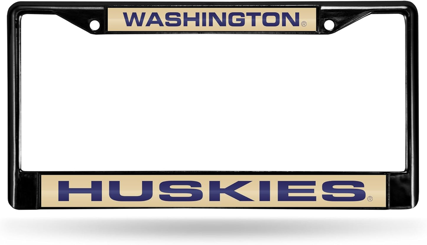 NCAA Black Laser Cut Chrome License Plate Frame for Car/Truck/SUV - 12x6" Auto Accessory