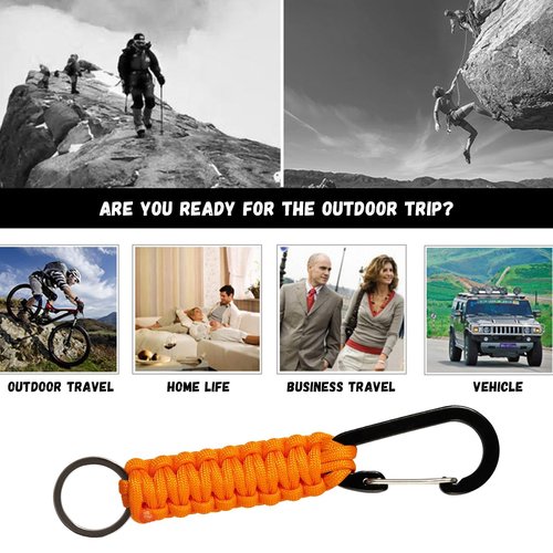 Snmzlc 4 Pcs keychain with carabiner Lanyard Hanger with Chain Chain Hooks Heavy Duty Hook Holder for Water Bottle Outdoor, hiking, barbecue, backpacking US231