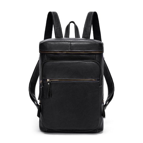 Overdo Retro Genuine Leather Backpack, Men's Fashionable Travel Bag And Camping Backpack, Medium, Black