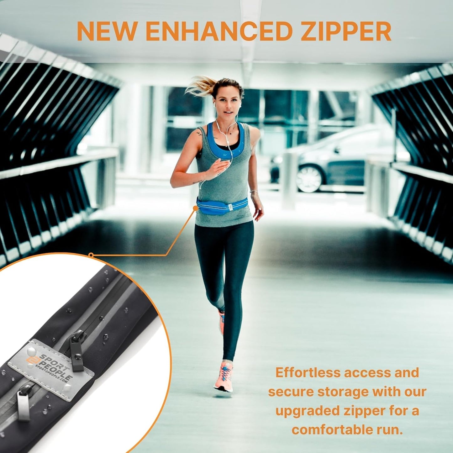 Slim Running Belt for Women and Men, Waterproof Phone Holder for Running, Reflective 2-Pocket Waist Pack for Storing Runner’s Essentials Safely, Runner’s Fanny Pack, Money Belt Fits Most Phones