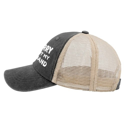 BEIXBE Sorry About My Husband Trucker Hat Men Funny Mesh Hat for Summer Black