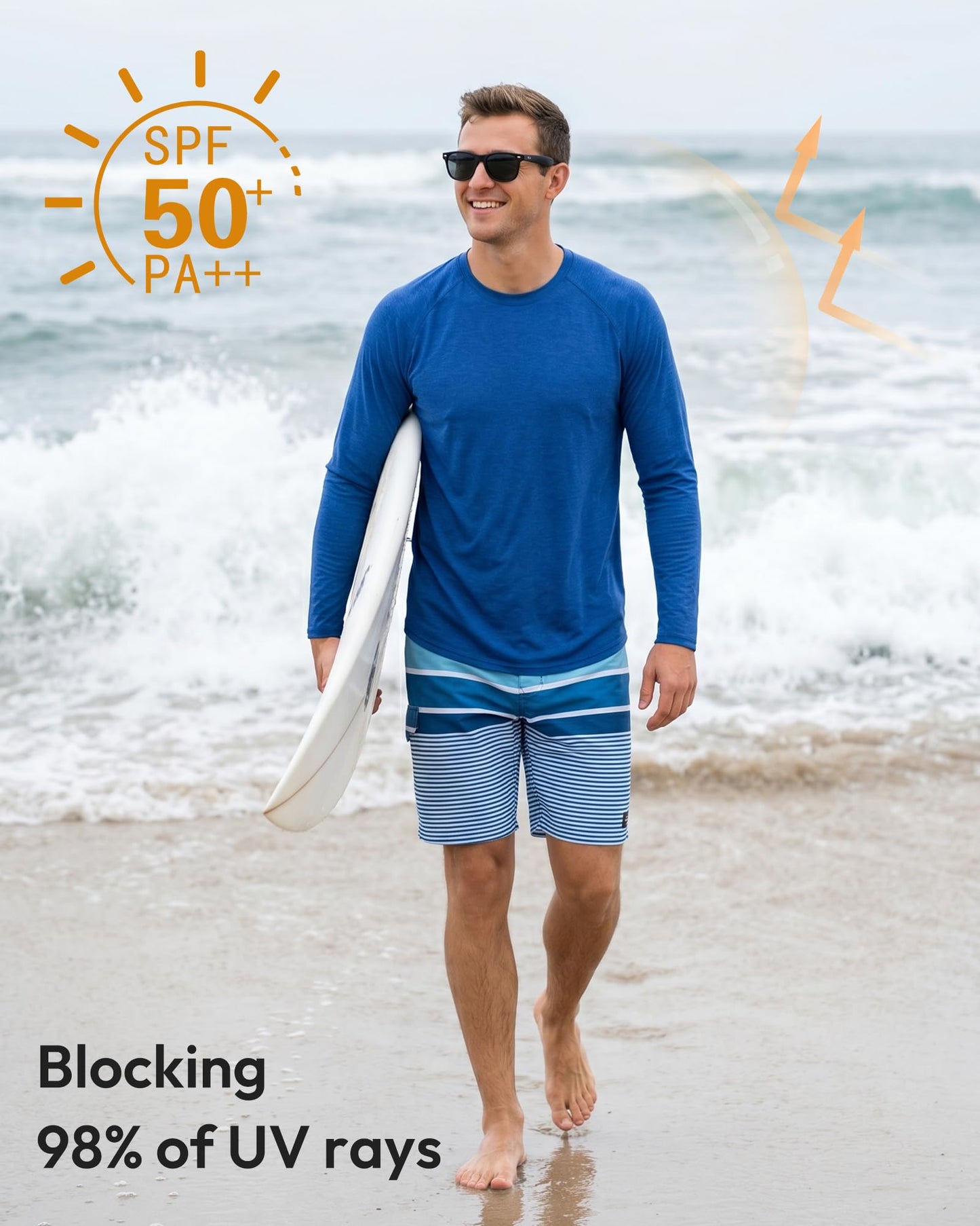 BALENNZ Long Sleeve Tee Shirts for Men - Moisture Wicking Quick Dry Long Sleeve Shirts UV Sun Protection T-Shirts for Running Heather Black, Dark Grey, Light Grey, Blue, Red, Army Green, Teal Large