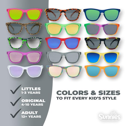 Sunnies Shades Kids Sunglasses, Toddler Sunglasses - Polarized UVA and UVB Protection, Anti-Slip Frame for kids. (SunniesGray, 4-10 Years Old)