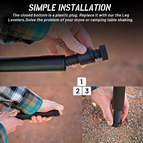HQPARRTS Leg Levelers fit for most cooking stove,Leg Levelers Fit For Outdoor Camping Stove with 1.25" Diameter Round Legs,Adjusts legs up to 3" on uneven ground(4Set Black)