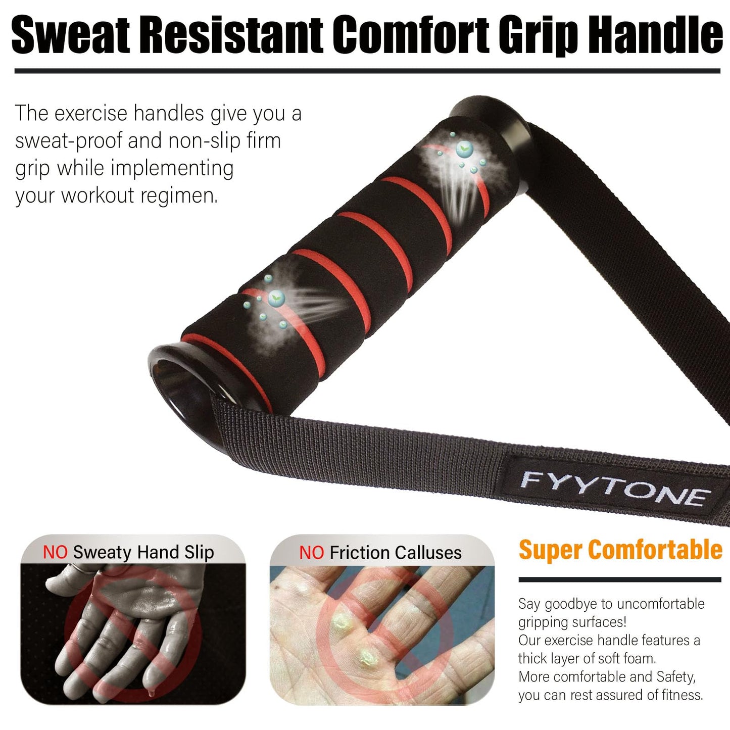 FYYTONE Gym Exercise Handles, Replacement Handle Attachments for Cable Machine, Resistance Band and Strength Trainer, Pull Down Workout Accessories, Heavy Duty Handle with 2 Carabiners for Home Gym