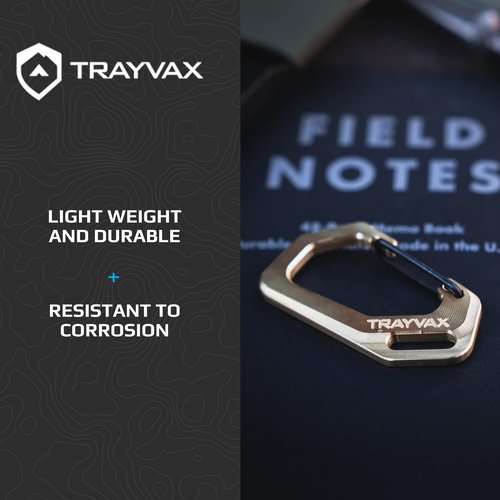 Trayvax Carabiner Clip, Heavy Duty EDC Quick Release Keychain with Attachment Point for Keys, Key Clip for Everyday Carry, Titanium