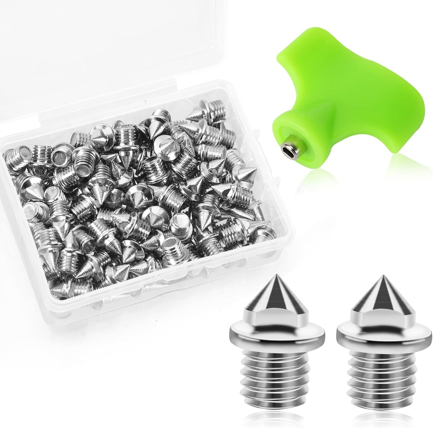 AUGSUN 120pcs Stainless Steel Track and Cross Country Spikes with Spike Wrench, Replacement Spikes for Sprint Sports Short Running Shoes