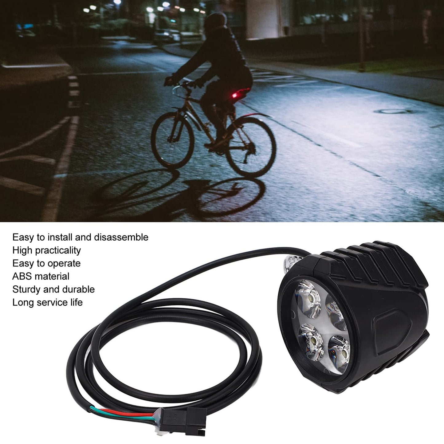 Horoper Electric Scooter Front Light, 10 Inch Ebike LED Headlight 12‑72V 2 in 1 Electric Horn Headlight Universal Lights Horn Headlamp for Cycling Accessories