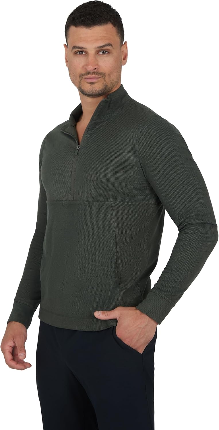 90 Degree By Reflex Soft Half Zip Pullover Long Sleeve Workout Running Shirt for Men