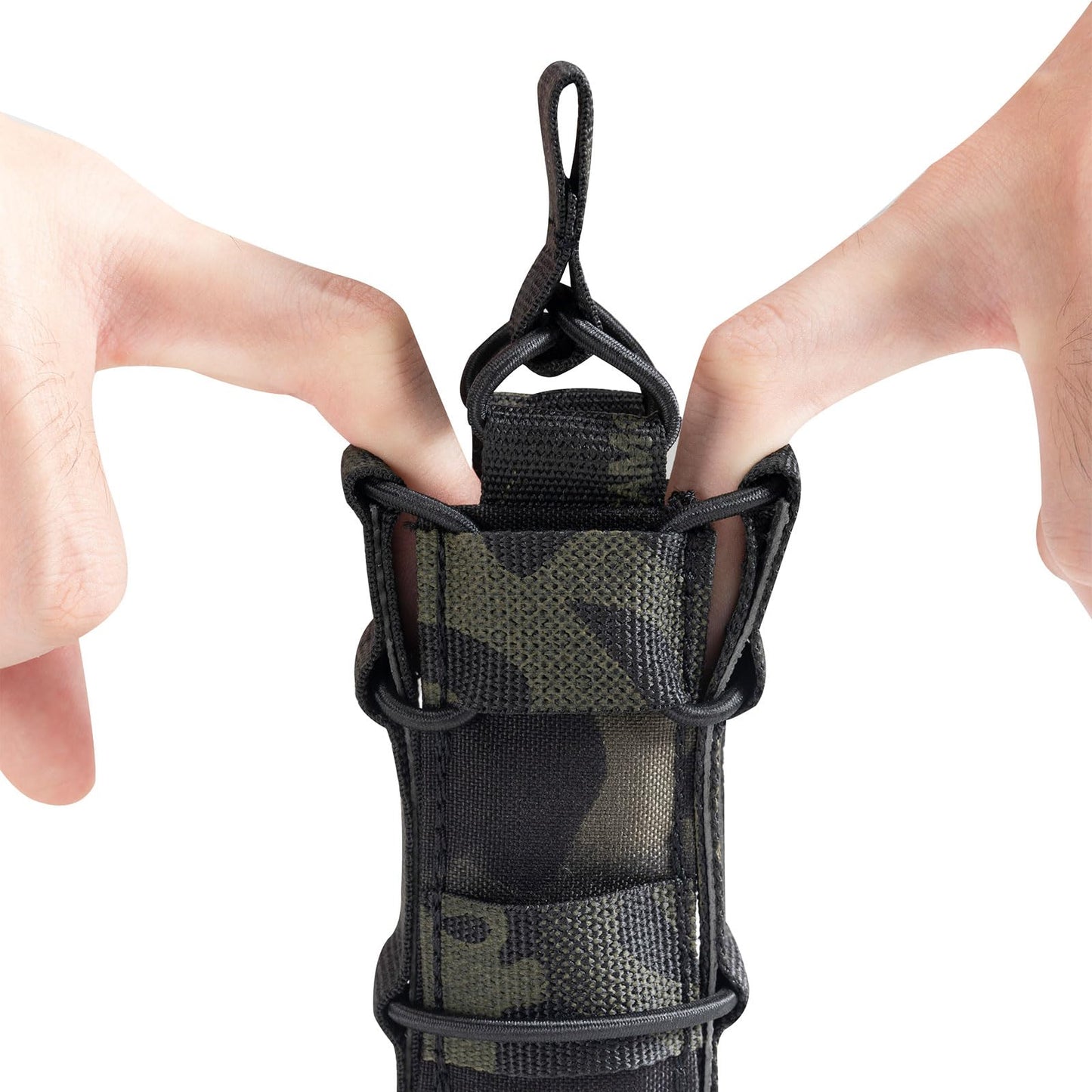 EXCELLENT ELITE SPANKER Open Top M4 M14 M16 AR15 Mag Pouch and Single Pistol Mag Pouch Flashlight Holder Magazine (muticam Black, Single Pouch)