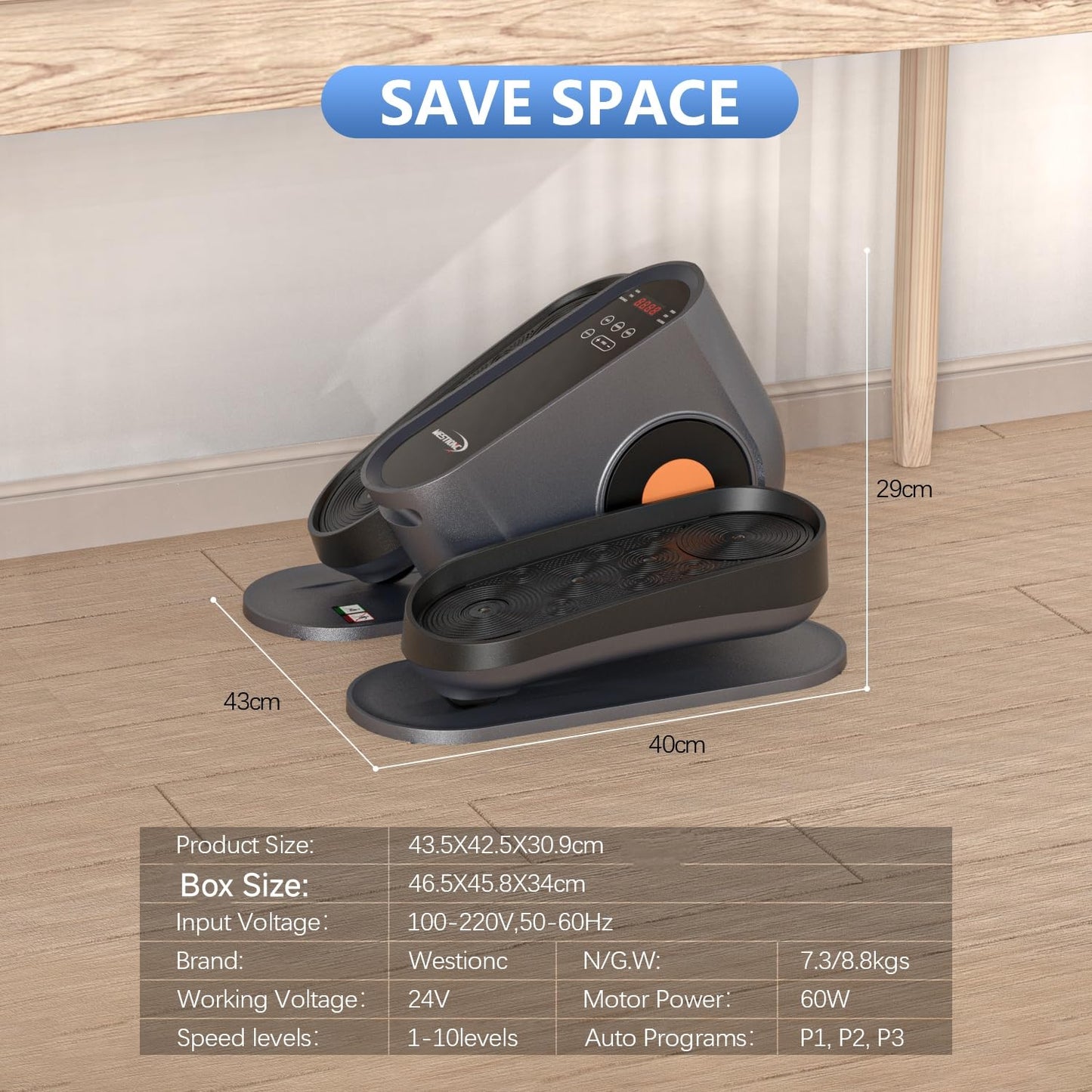 HJDFGSS Under Desk Elliptical Machine, Electric Ellipse Leg Machines as Seen on Tv for Seniors with 10 Adjustable, Leg Machines,Quiet & Portable Seated Pedal Exerciser