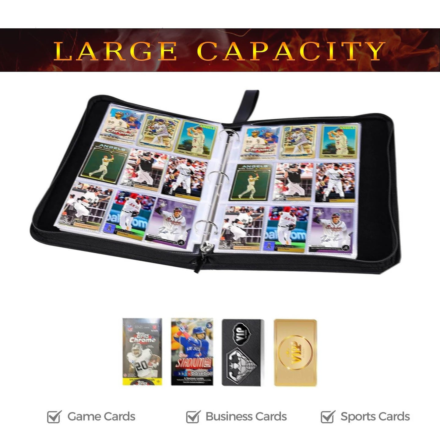 Football Card Binder with Sleeves,900 Pockets Football Card Holder Protectors Albums, Card Storage Organizer Case Compatible with Trading Card and Other Sports Cards