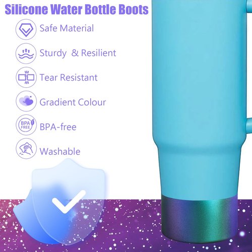 ZWIN Chameleon Gradient Matte Luster Silicone Boot,Silicone Boot Sleeve，Water Bottle Boot Compatible with 12-40oz & Water Bottle and More Bottles with 2.8-3in Base(Emerald)