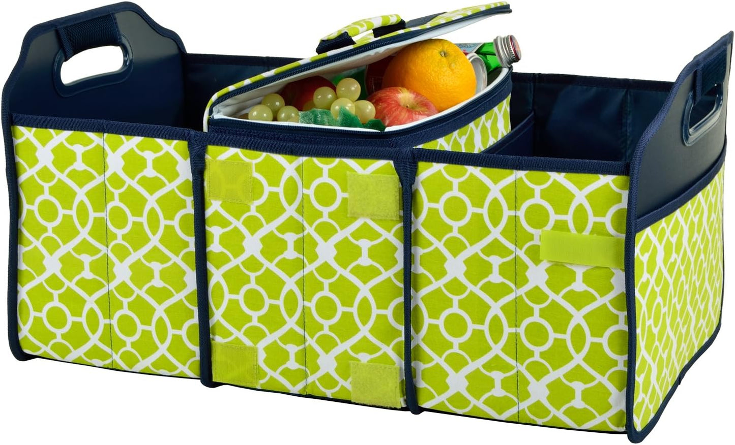 Picnic at Ascot Original Folding Trunk Organizer With Cooler, Red Chevron