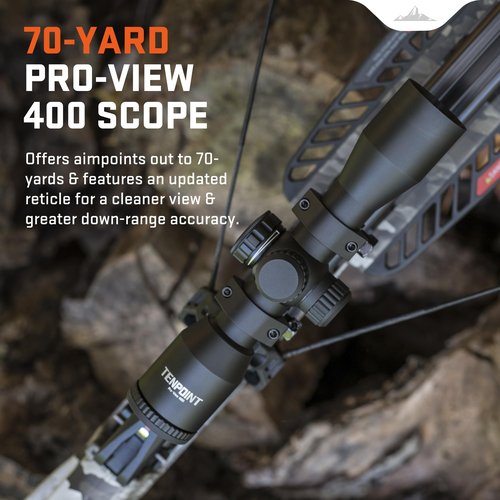 Wicked Ridge by TenPoint Invader M1, Peak XT - 390 FPS - Narrower, Shorter & Lighter Than Ever - Includes ACUdraw, Pro-View 400 Scope, Quiver & Three Match 400 Arrows