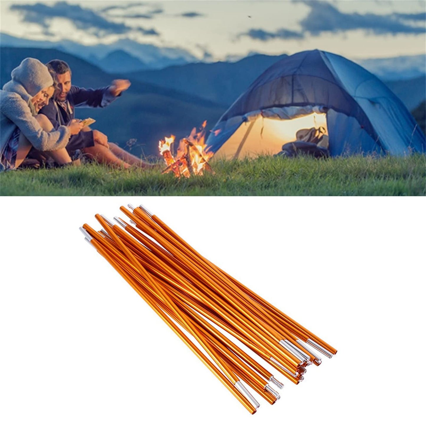 2pcs Tent Poles Replacement 13.28ft, Aluminum Tent Pole Repair Kit, 11 Segments Flexible Tent Poles for Camping Hiking Backpacking Tent, Rod Diameter 0.33 inch / 8.5mm