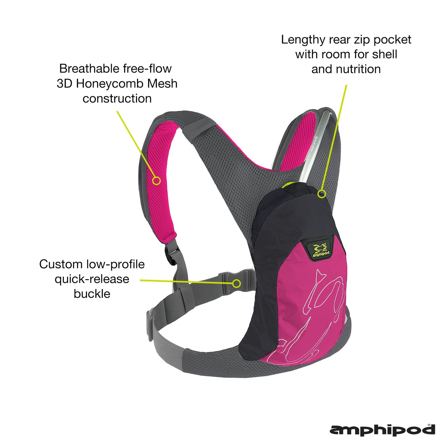 Amphipod PureRun Ultralight Hydration Vest with 600 mL Reservoir/Bladder for Endurance Training, 5K/10K Running, Men & Women - Bella