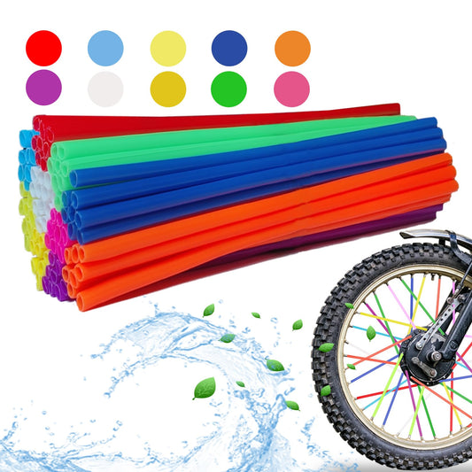 AHSNYLC 84PCS Dirt Bike Spokes Skins - Dirt Bike Wheel Cover, Dirt Bike Spoke Covers,Bicycle Spoke Covers,Spoke Protector for 8-21 Inch Rims for Motorcycle,Wheelchair,Bicycle Decoration