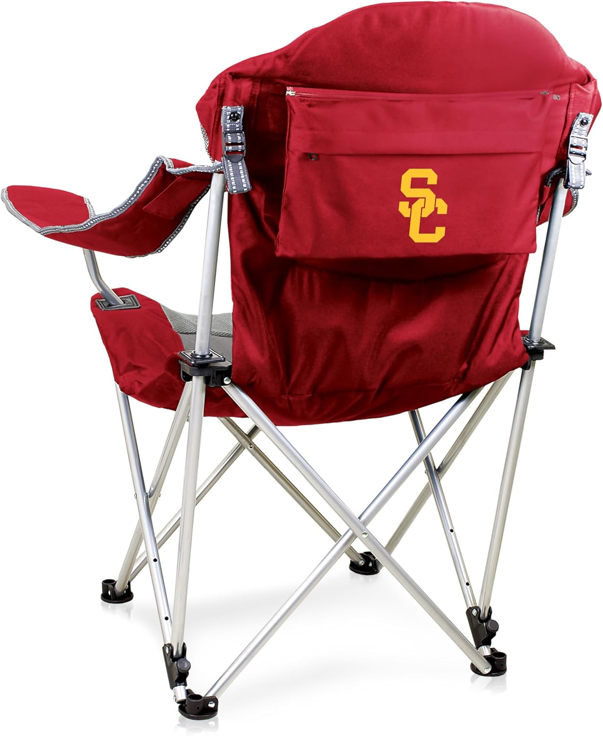 PICNIC TIME NCAA Arkansas Razorbacks Reclining Camp Chair - Beach Chair for Adults - Sports Chair with Carry Bag