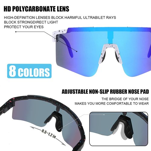 YUNBLL&KO Sports Vipers Sunglasses Men Women, UV400 Protection, Adjustable Temple & Nose Pad