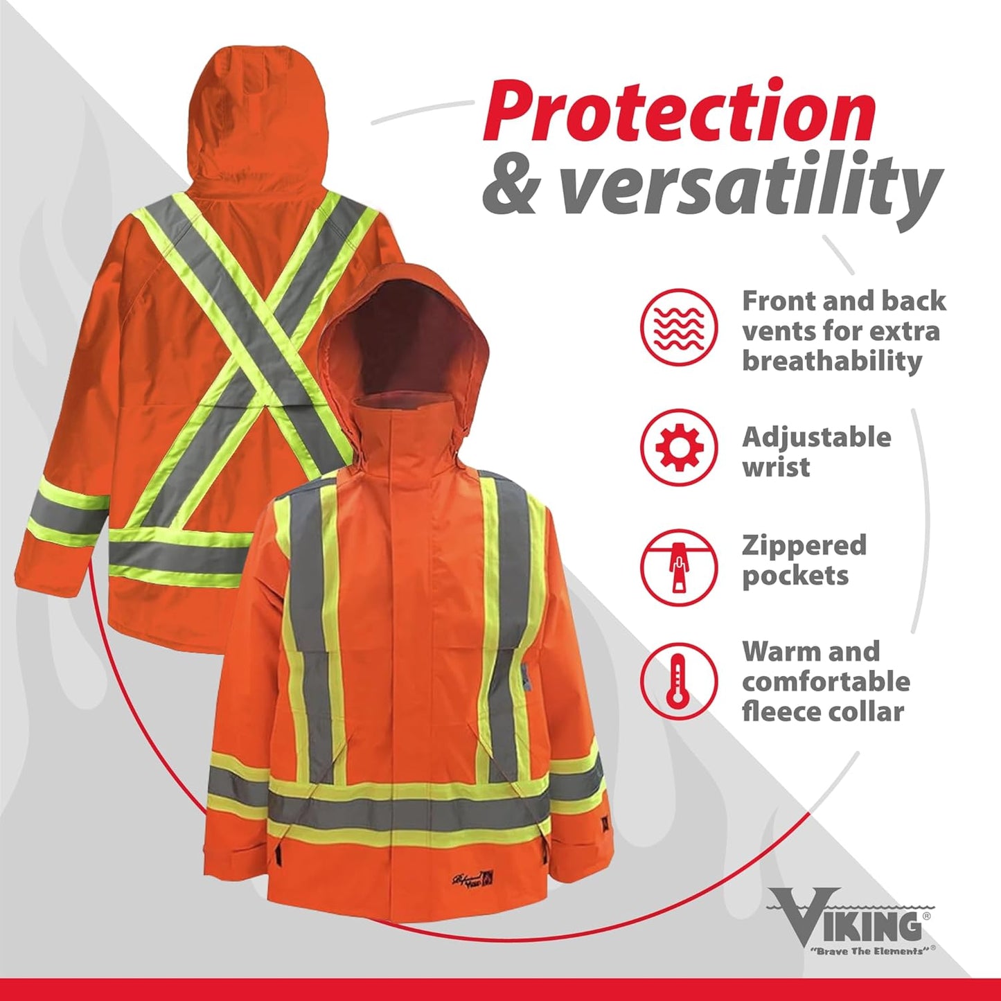 Fire Resistant Hi Vis Jacket for Men - Viking Professional Journeyman 300D Reflective Fire Retardant