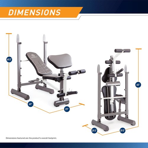 Marcy MWB-20100 Folding Weight Bench with Incline – Compact & Easy Storage