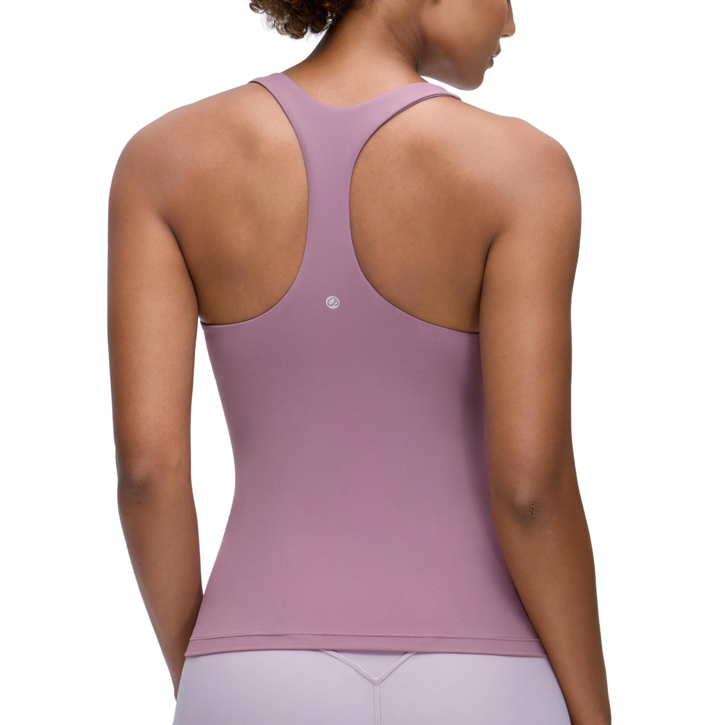 CRZ YOGA Butterluxe Workout Racerback Tank Tops for Women - Padded Athletic Spandex Yoga Shirts with Built in Bra Light Lavender Large
