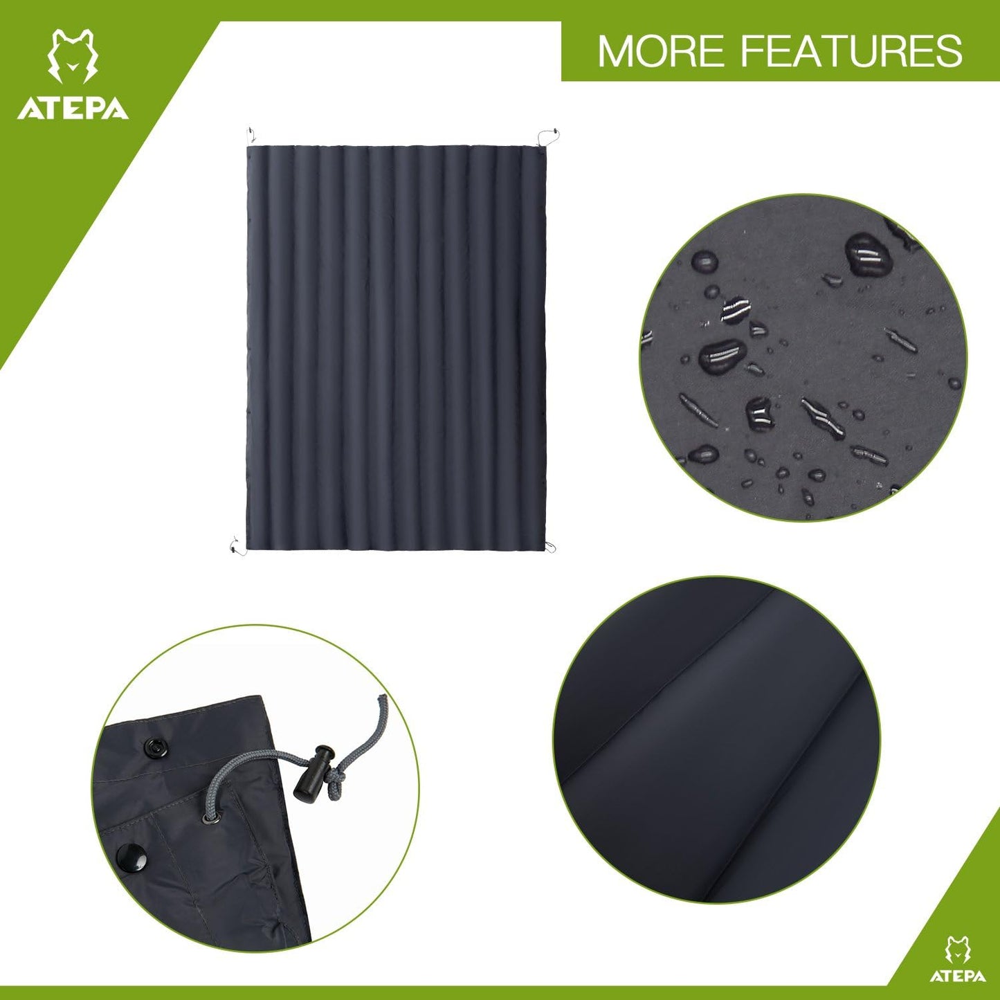 ATEPA 4-in-1 Multipurpose Warm Down Travel Camping Blanket Quilt, Packable Lightweight Waterproof Wearable Compact Blanket for Backpacking, Hiking, Grass, Outdoor, 70 × 53 inch