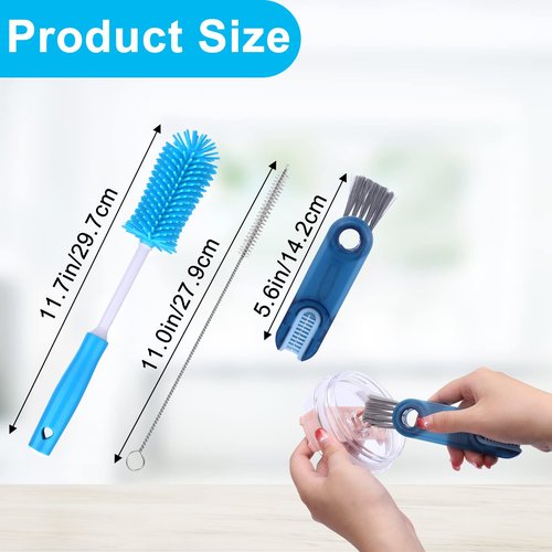 XANGNIER 3 Pack Water Bottle Cleaner Brush Kit-Cleaning Set for Sports Water Bottle, Baby Bottles, Tumbler Cup Bottle Cleaner Brush