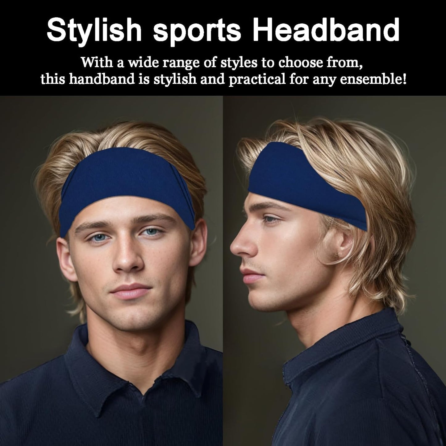 Men's 9-Pack Sports Headbands | Stretchy Sweatbands for Running & Workouts