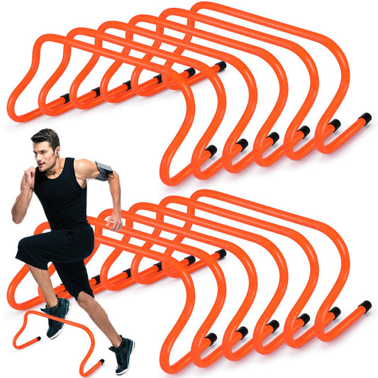 Wettarn 12 Pcs 9" Speed Training Agility Hurdles for Athletes Reliable Training Hurdle Plyometric All Purpose Practice Equipment for Soccer Basketball Football(Orange)