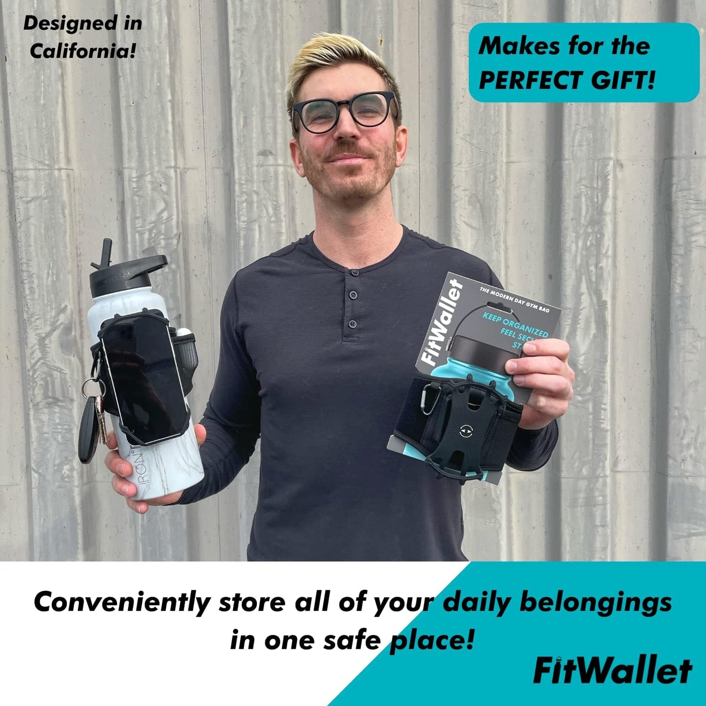 FitWallet™ Water Bottle Phone Holder & Sleeve | Strap Carrier & Pouch for Gym, Running, Hiking, Travel | Gym Bag Alternative Holds Phone, Keys & Accessories