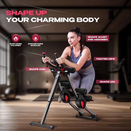 BODY RHYTHM Dual-Track Ab Machine with 4 Adjustable Heights, Foldable Core & Abdominal Exercise Machine, Total Ab Workout Equipment for Home Gym, Ab Women Exercise Fitnes Trainer. (Black)