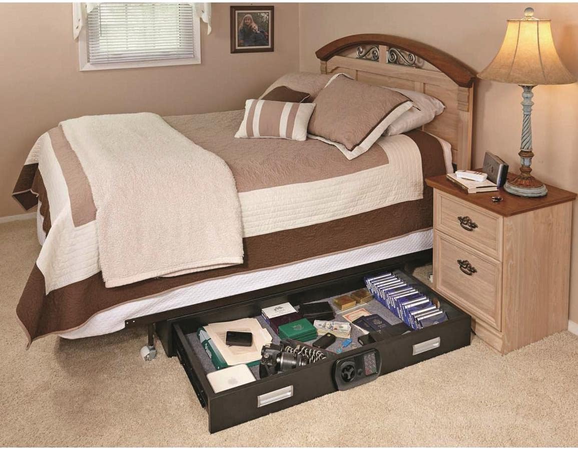 SnapSafe Under Bed Safe, XXL – Under Bed Gun Safe for Firearms, Ammunition and Valuables – Fits in Trunk of Larger SUVs – Easy Access, Out of Sight, Space Saving – Black, 48 x 7 x 24 Inches