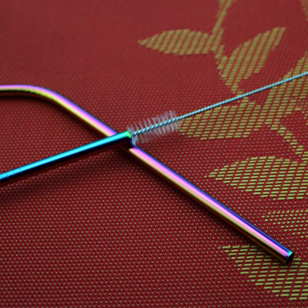 8 Pieces Stainless Steel Mirror Poblished Flatware Set Reusable Cutlery Set Travel Utensils Set with Straws for Camping Office or School Lunch,Dishwasher Safe (Rose Gold)