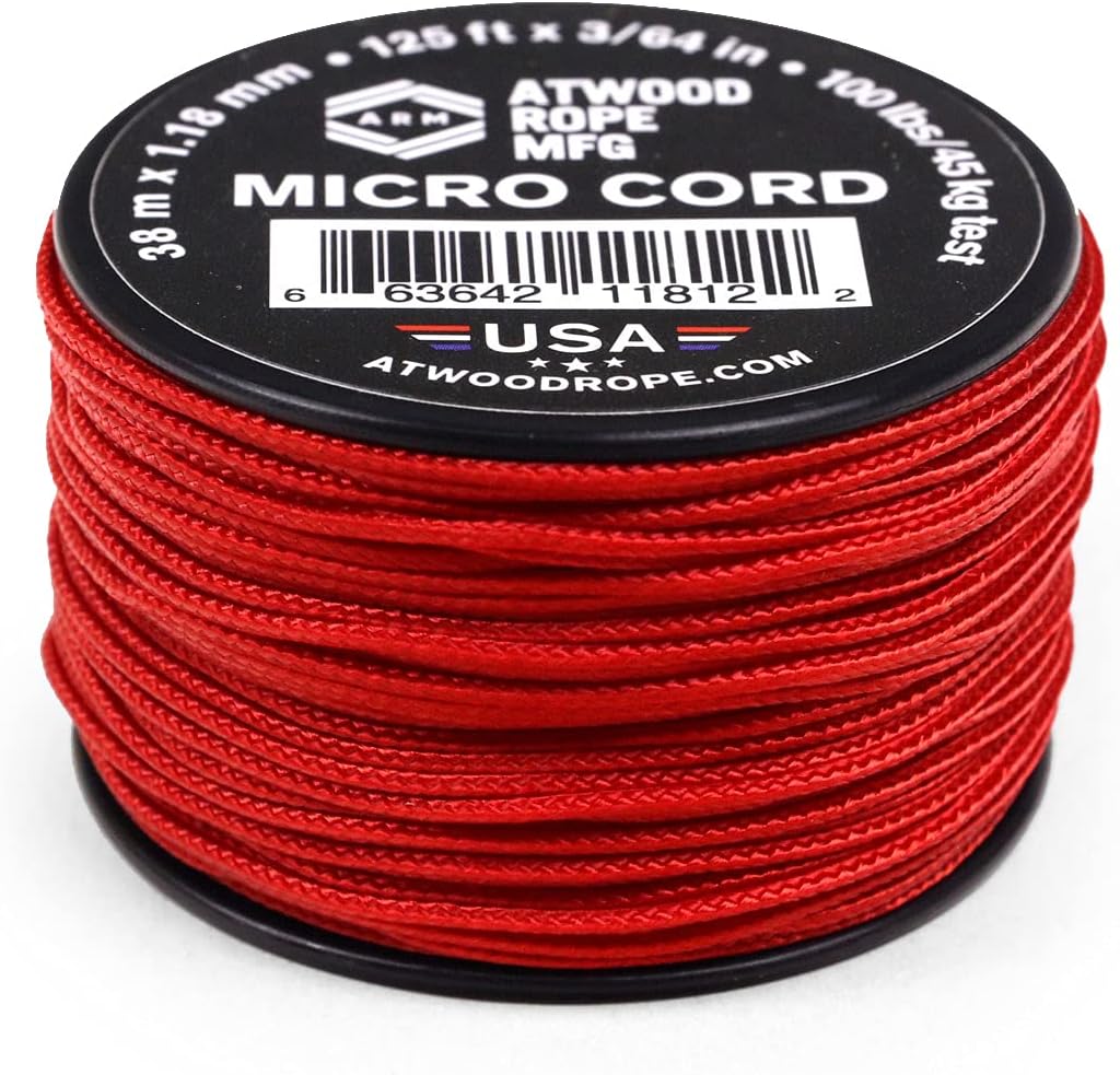 Atwood Rope MFG Micro Utility Cord 1.18mm X 125ft Reusable Spool | Tactical Nylon/Polyester Fishing Gear, Jewelry Making, Camping Accessories