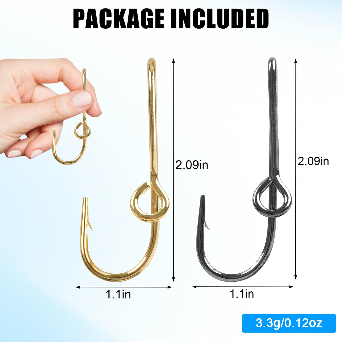 Fishing Hook Hat Pins for Hat,Fish Hook Hat Clip for Hat Tie Clasp Fashion Trend Hat Decoration Gold+Balck 10pcs