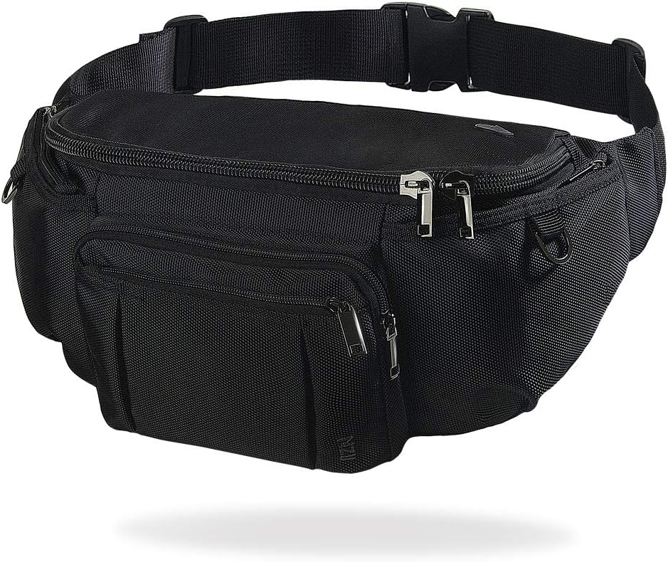 Sports Fanny Pack for Men Women, Outdoor Waist Pack Bag with 6 Zipper Pockets, Super Capacity Bum Bag with Adjustable Belt for Traveling Hiking Cycling Workout Casual