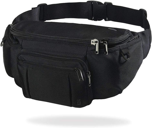 Sports Fanny Pack for Men Women, Outdoor Waist Pack Bag with 6 Zipper Pockets, Super Capacity Bum Bag with Adjustable Belt for Traveling Hiking Cycling Workout Casual