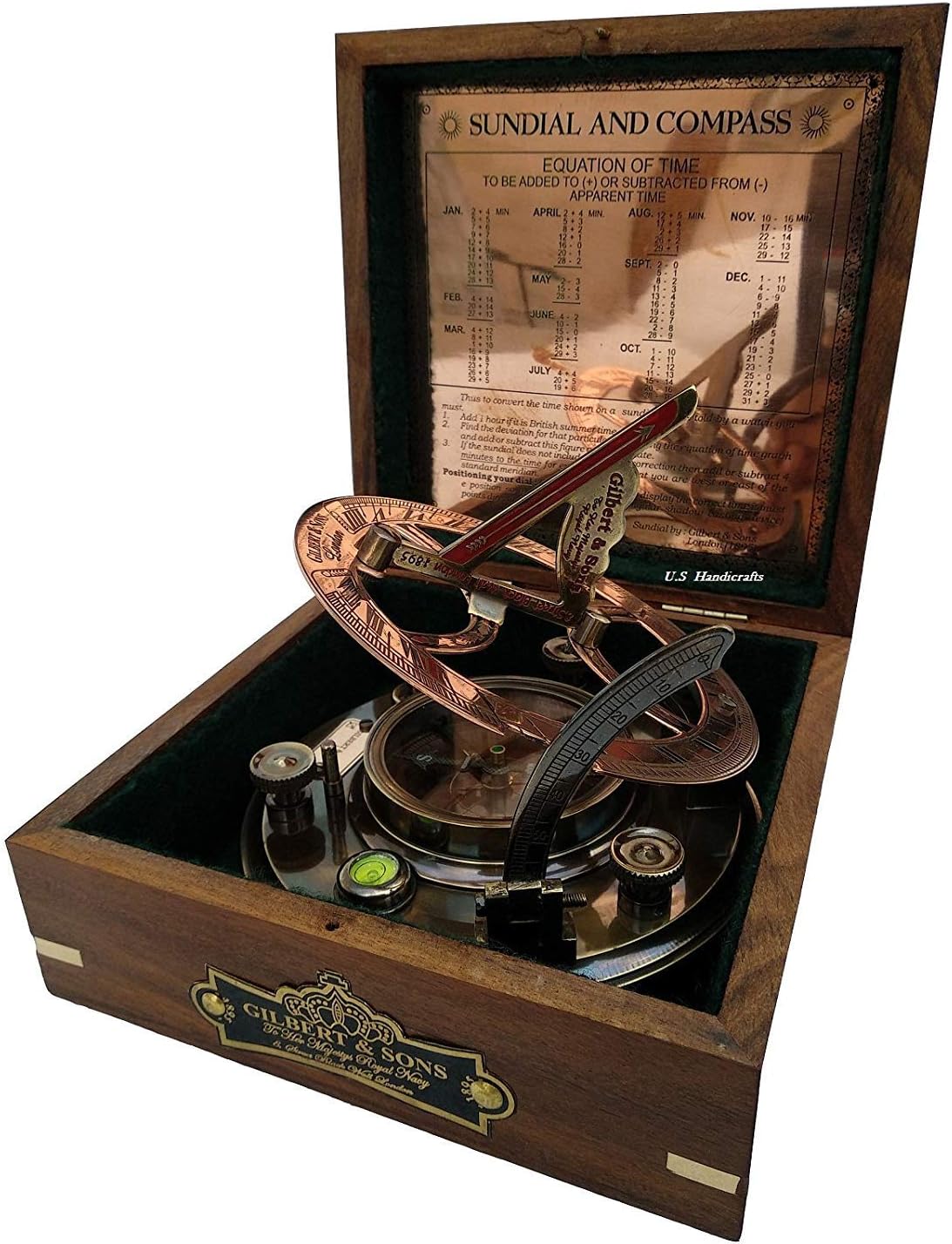 Antique Maritime Decor: Personalized Pocket Sundial Compass - Nautical Decor for Home, for Him, Copper Sailboat Accessories, Engraved Compass Gift