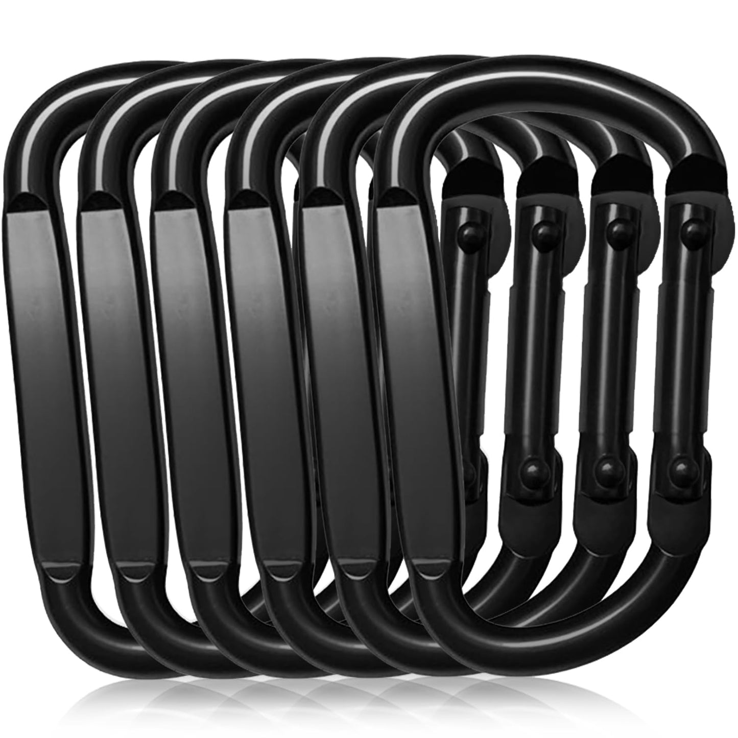 EZYA Carabiner Clips Heavy Duty, 2.4" Small D Ring Caribiniers - for Keychains, Camping, Hiking, Dog Leash, Black, 6PCS