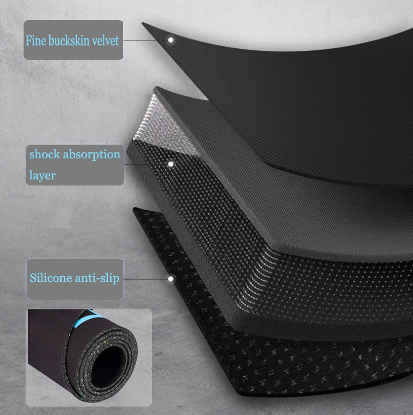 Exercise Equipment Mat with Storage Bag for Ab Roller Wheel Non-Slip Gym Floor Pad 7mm Extra Long Sound Insulation Knee Yoga Mat For Floor Workouts (Blue-Black(B), 71"L X 28"W X 0.28"H)