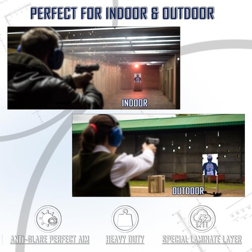 KNINE OUTDOORS Shooting Targets Paper, 12 x18 inch, Bulk for Hunting, Handguns, Pistols, Rifles, Silhouette with Red Bullseye, Human Silhouette (60 Pack)