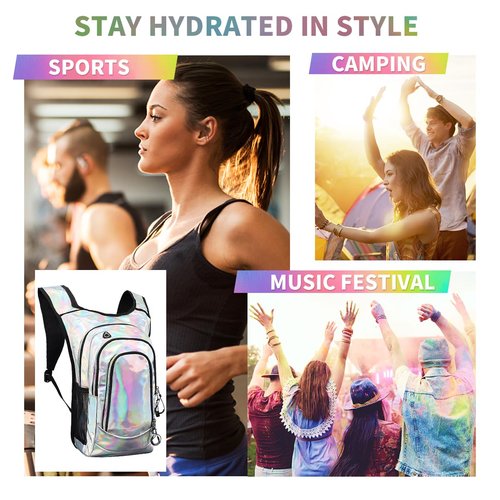 Coolfel Hydration Pack, Hydration Backpack with 2L Hydration Bladder, Festival Essential Water Backpack, Lightweight Hydration Bag Hydropack Hydro for Running, Biking, Music Festival Gear, Rave