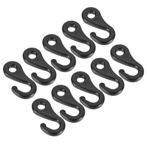 M METERXITY 10 Pack Plastic Camping Hooks - Camping Hook Buckles Durable Tent Awning Hole Clip Accessories, Apply to Camping Hiking (6.5mm, Black)