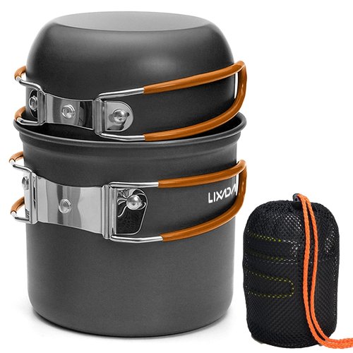 Lixada Camping Cookware Set Portable Camping Mess Kit Cooking Set Outdoor with Stove Spoon Fork Cutter for Picnic Hiking Backpacking Travel