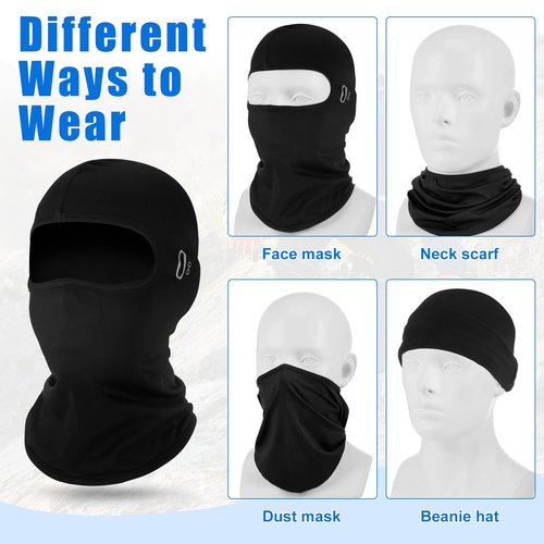 Suhine Winter Balaclava Ski Mask Windproof Thermal Full Face Mask Cold Weather Balaclava with Reflective Stripe(Black,10 Pcs)