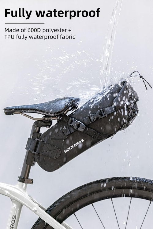 ROCKBROS Bikepacking Bag Bike Saddle Bag Large Capacity Bikepacking Seat Bag Waterproof Bike Seat Bag Max 3L