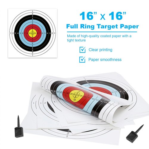 SenseYo 30 Pack Archery Targets Paper, Standard Bow Arrow Targets Archery for Hunting & Archery Targets, Target Archery Accessories for Hunting Backyard (10 Rings,16x16in)